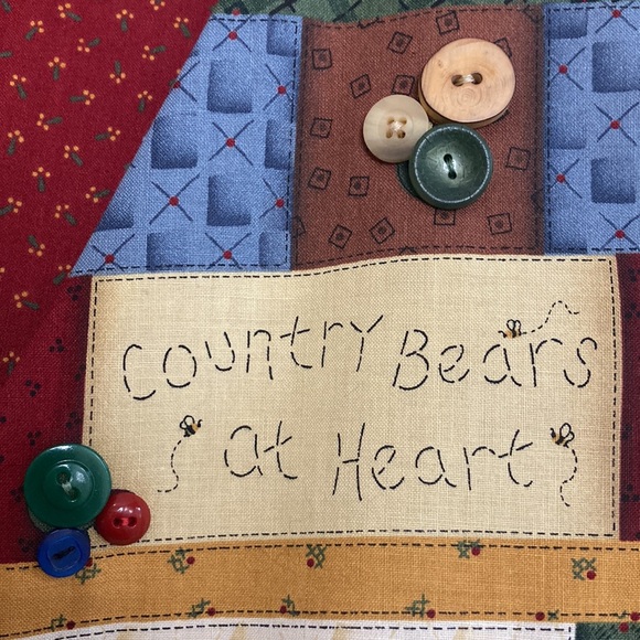 Handmade Vest Womens Medium Red Green Country Bears Cute 90s Mom Normcore - Picture 6 of 13